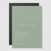 Invitation Magnétique Modern Sage Green Simple Wedding (Devant / Derrière)