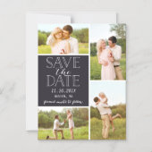 Invitation Magnétique Modern Save The Date 4 Photo Classic Collage (Recto)