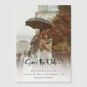 Invitation Magnétique Modern Save the Date Calligraphy Script avec photo