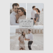 Invitation Magnétique Modern Script 3 Photo Collage Enregistrer la date (Devant)