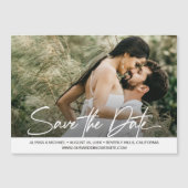 Invitation Magnétique Modern Script Photo Wedding Enregistrer la date (Devant)