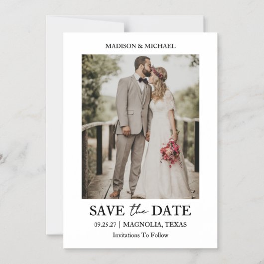 Invitation Magnétique Modern Script Photo Wedding Save The Date (Recto)