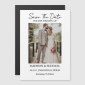 Invitation Magnétique Modern Script Photo Wedding Save The Date (Devant / Derrière)