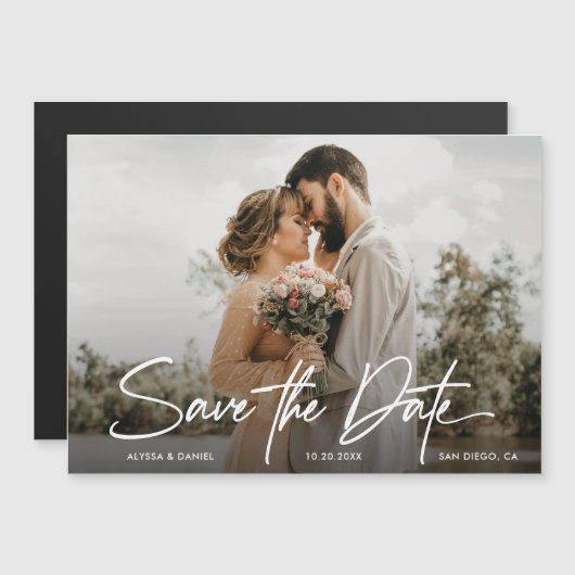 Invitation Magnétique Modern Simple Custom photo mariage enregistrer la  (Devant / Derrière)