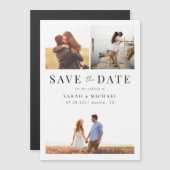 Invitation Magnétique Modern Simple Photo Collage Mariage Enregistrer la (Devant / Derrière)