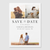Invitation Magnétique Modern Simple Photo Collage Mariage Enregistrer la (Devant)