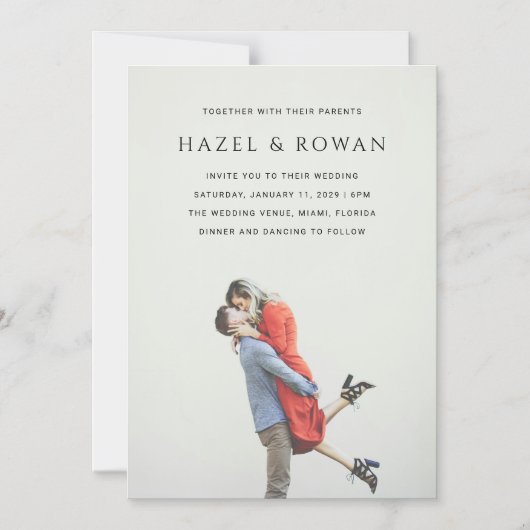 Invitation Magnétique Modern Simple Photo Wedding (Recto)