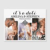 Invitation Magnétique Modern Simple Script 3 Photo QR CODE Enregistrer L (Devant)