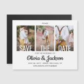 Invitation Magnétique Modern Simple Trois photos mariage Enregistrer la (Devant / Derrière)
