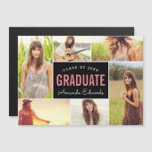 Invitation Magnétique Moderne 6 Photo Collage Annonces de graduation (Devant / Derrière)