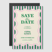 Invitation Magnétique Moderne Rayé Rétro (Devant / Derrière)