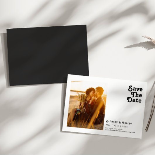 Invitation Magnétique Moderne Rétro Lettrage Horizontal Enregistrer La D