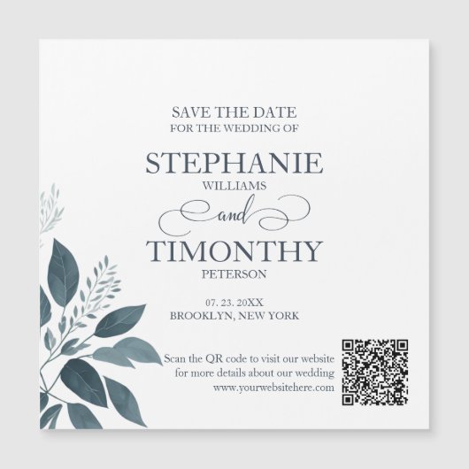 Invitation Magnétique Moderne Simple QR Code Enregistrer La Date Mariage (Devant)
