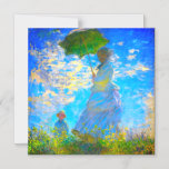 Invitation Magnétique Monet Woman avec un parasol<br><div class="desc">Une invitation magnétique portrait-famille avec la femme de Claude Monet,  Camille,  tenant un parasol,  et leur fils,  Jean,  se promener dans un champ vert vif soufflé par le vent pendant une journée d’été. Un grand cadeau Monet pour les amateurs d'impressionnisme et d'art français.</div>