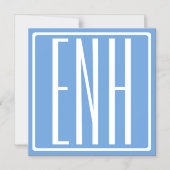 Invitation Magnétique Monogramme Initiales 3 Moderne Gras | Bleu Clair (Recto)