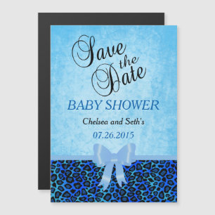 Invitation Magnétique Motif de chat animal Jaguar   Bleu   Baby shower g