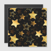 Invitation Magnétique Motif sans couture avec des étoiles dorées (Devant / Derrière)