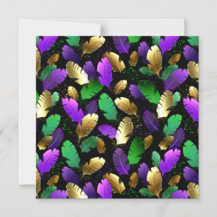 Invitation Magnétique Motif sans couture avec des plumes de Mardi Gras