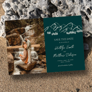 Invitation Magnétique Mountain Outdoor Sage Green Wedding Enregistrer La