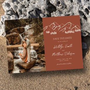 Invitation Magnétique Mountain Outdoor Terracotta Mariage Enregistrer La