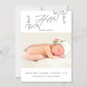 Invitation Magnétique Naissance de bébé fille en hiver avec verdure rust (Recto)