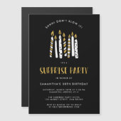 Invitation Magnétique Ne souffle pas la Parties scintillant d'or Surpris (Devant / Derrière)