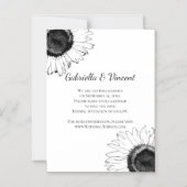 Invitation Magnétique Noir et Blanc Sunflower Mariage Enregistrer la dat (Recto)