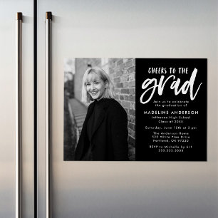 Invitation Magnétique Noir Salutations à la Grad Script Grad Graduatio