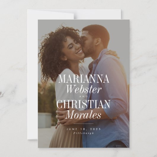 Invitation Magnétique Nom en gras unique moderne une photo enregistrer l (Recto)