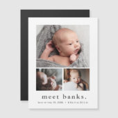 Invitation Magnétique Nom moderne Photo Collage Bébé Merci (Devant / Derrière)