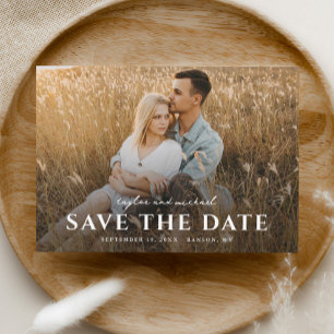 Invitation Magnétique Noms de Script Simple Photo Mariage Enregistrer la