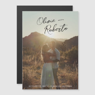 Invitation Magnétique Noms manuscrits décontractés Photo complète Enregi