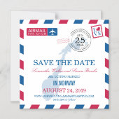Invitation Magnétique Norvège Airmail Enregistrer la date (Recto)