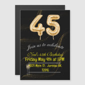 Invitation Magnétique numéros de ballon d'or noir du 45e anniversaire (Devant / Derrière)