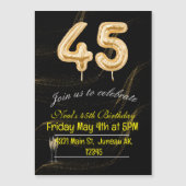 Invitation Magnétique numéros de ballon d'or noir du 45e anniversaire (Devant)