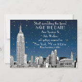 Invitation Magnétique NYC Skyline 01 Etched Blue Starry Enregistrer la d (Recto)