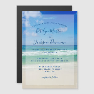 Invitation Magnétique Ocean Waves Photo Chic Tropical Beach Mariage