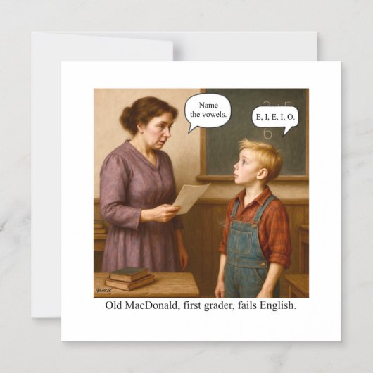 Invitation Magnétique Old MacDonald, first grader, fails English. (Recto)