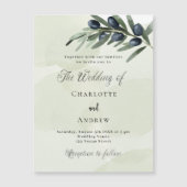 Invitation Magnétique Olive feuille verdure aquarelle mariage de luxe (Devant)