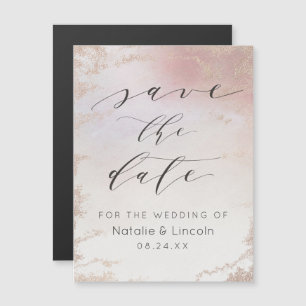 Invitation Magnétique Ombre Blush Rose givré Mariage Enregistrer la Date