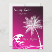 Invitation Magnétique OMBRÉ PINK TROPICAL PALMS Enregistrer la date (Recto)