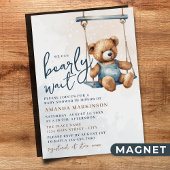 Invitation Magnétique On peut attendre Denim Teddy Bear Baby shower