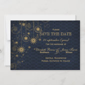 Invitation Magnétique or bleu Snowflakes Winter save date (Recto)