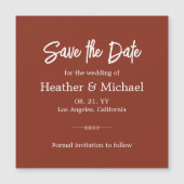 Invitation Magnétique Orange Brûlé Moderne Sauvez Le Mariage Date (Devant)