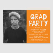 Invitation Magnétique Orange Spray Paint Photo Party graduation (Devant)