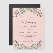 Invitation Magnétique Orfèvres violets de lavande de Pêche mariage de lu (Devant / Derrière)