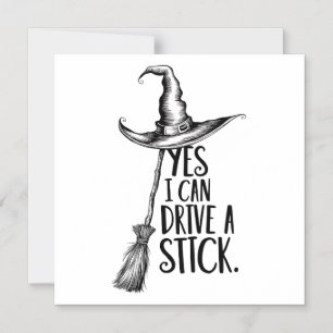 Invitation Magnétique "Oui Je Peux Conduire Une Bâche" Sorcière Pun