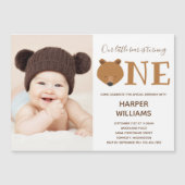 Invitation Magnétique Ours Photo Animal Premier anniversaire (Devant)