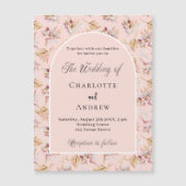 Invitation Magnétique Pampas fleurs d'herbe rose or boho luxe mariage (Devant)