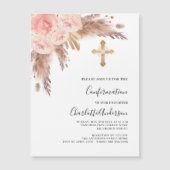 Invitation Magnétique Pampas herbe rose or rose luxe confirmation (Devant)